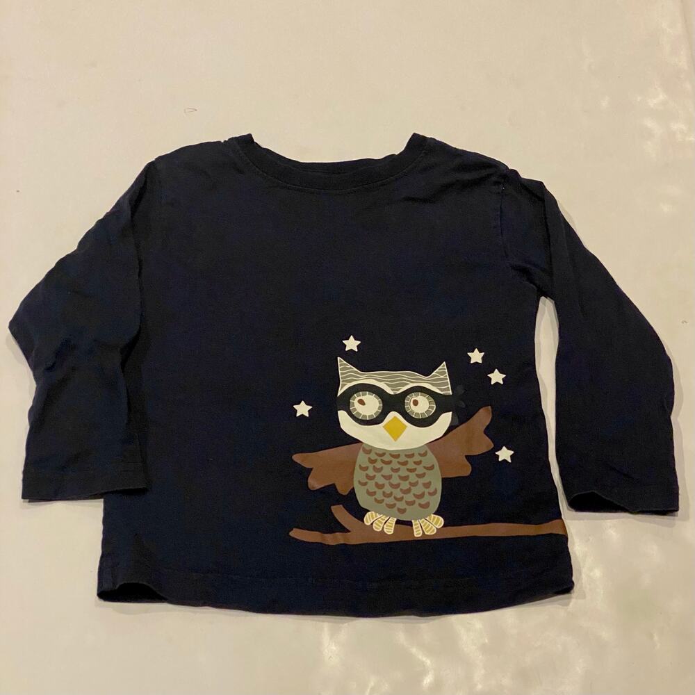 Hanna Andersson Navy Blue Woodland Owl Long Sleeve Shirt